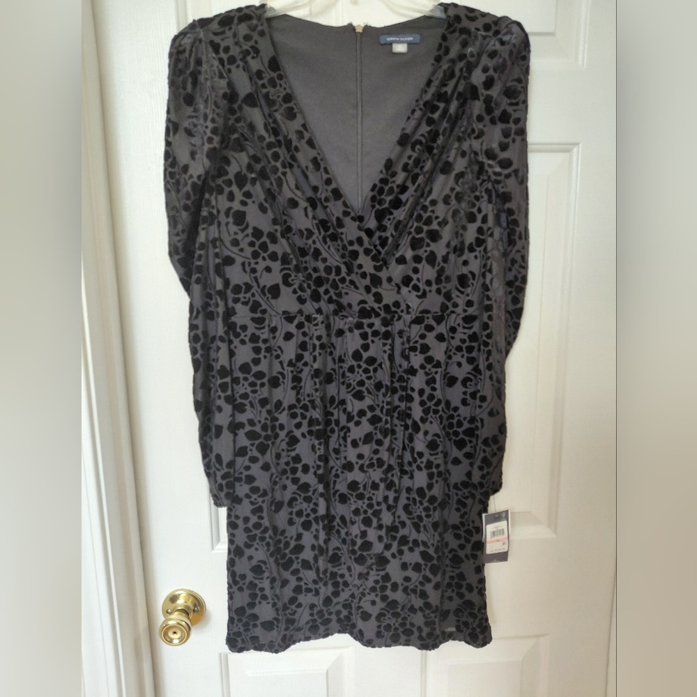 Tommy Hilfiger Black Floral-Print Long Sleeve Wrap Dress
